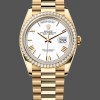 Replica Rolex Day Date 36-m128239 0059, witgoud, witte wijzerplaat, geribbelde lunette, president, wit