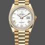 Replica Rolex Day Date 36-m128239 0059, witgoud, witte wijzerplaat, geribbelde lunette, president, wit