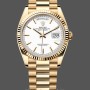 Replica Rolex Day-Date 36mm Unisex-128238 0081 Geribbelde lunette-Witte index wijzerplaat Wit