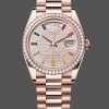 Replica Rolex Day Date 36-m128396TBR 0005, Platina, Parelmoer wijzerplaat, Diamanten ring, President, MOP wijzerplaat