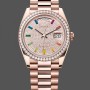 Replica Rolex Day Date 36-m128396TBR 0005, Platina, Parelmoer wijzerplaat, Diamanten ring, President, MOP wijzerplaat