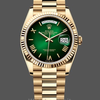 Replica Rolex Day Date 40-M228238 00691, geelgoud, groene ombre wijzerplaat, groene ombre wijzerplaat