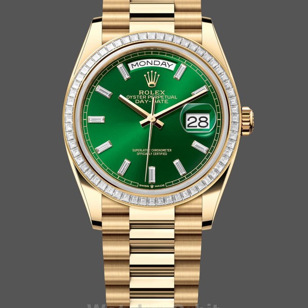 Replica Rolex Day Date 40-M228238 00691, geelgoud, groene ombre wijzerplaat, groene ombre wijzerplaat