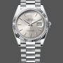 Replica Rolex Day-Date 36-128236 0001 voor dames, platina en witgoud, zilverkleurige wijzerplaat met index