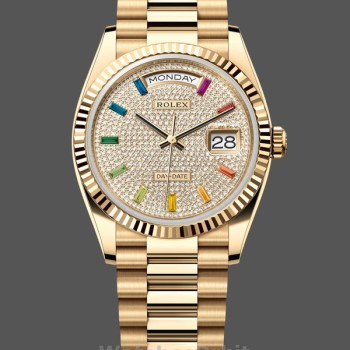 Replica Rolex Day Date 36-m128396TBR 0005, Platina, Parelmoer wijzerplaat, Diamanten ring, President, MOP wijzerplaat