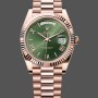 Replica Heren Rolex Day Date 40-m228235 0025, 40mm, 18K Everose Goud, Olijfgroene Wijzerplaat Groen