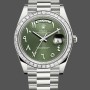 Replica Heren Rolex Day-Date 40-228396TBR, Platina, Arabische cijfers, Groen met diamanten, Groene wijzerplaat