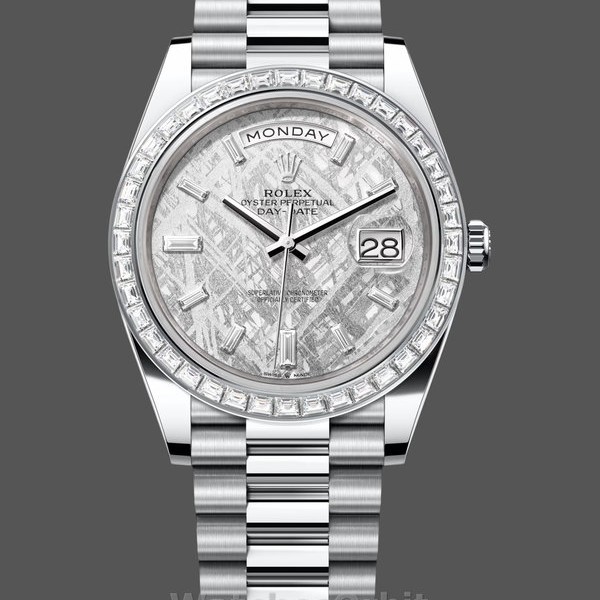 Replica Rolex Day-Date 40-M228396TBR 0027, platina, meteoriet diamant wijzerplaat, grijze wijzerplaat voor heren