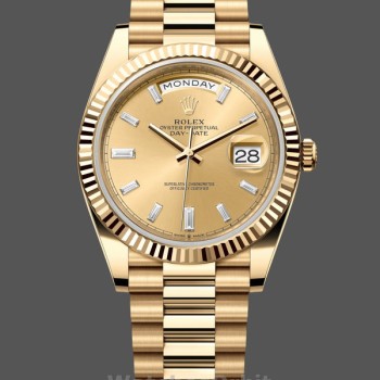 Replica Heren Rolex Day-Date 40-m228238 0005, Geelgoud, Champagne wijzerplaat