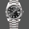 Replica Heren Rolex Day-Date-228239 0005, 40mm, zwarte diamanten wijzerplaat, geribbelde lunette, heren zwart
