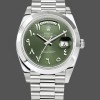 Replica Rolex Day-Date 40-228206 voor heren, Arabisch, Platina, Olijf wijzerplaat, Groene wijzerplaat