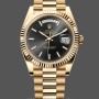 Replica Heren Rolex Day-Date 40-m228238 0067, Geelgoud, President, zwarte wijzerplaat