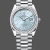 Replica Heren Rolex Day Date 36-M128235 0085, Evergoud, Blauwgroene wijzerplaat, Oyster