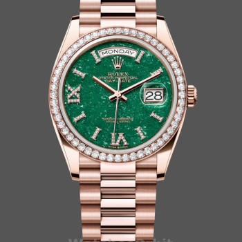 Replica Rolex Day Date 36-128238 0132 voor heren, champagne wijzerplaat, geelgouden armband