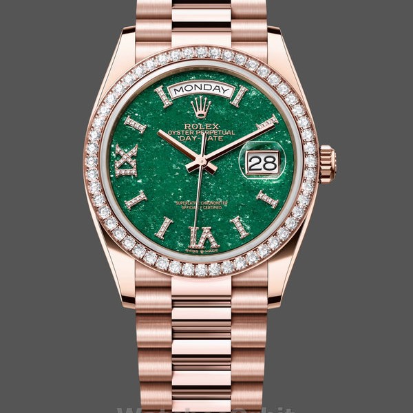 Replica Rolex Day Date 36-128238 0132 voor heren, champagne wijzerplaat, geelgouden armband