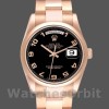 Replica Rolex President Day-Date 36mm unisex-118205-Rose Gold-Black Dial Zwart