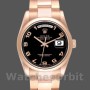 Replica Rolex President Day-Date 36mm unisex-118205-Rose Gold-Black Dial Zwart