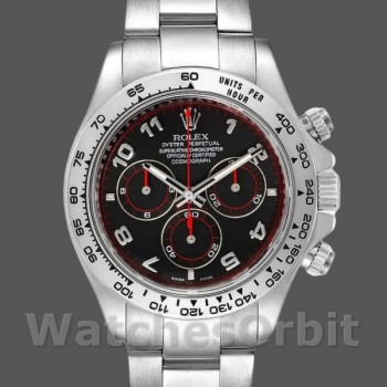 Replica Heren Rolex Cosmograph Daytona-116509, 40 mm, witgoud, zwarte Arabische wijzerplaat