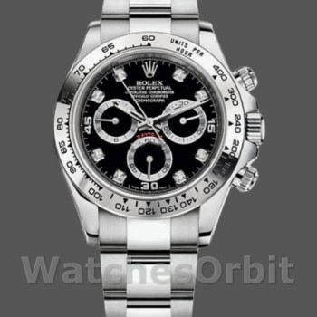 Replica Heren Rolex Cosmograph Daytona-116509, 40mm, Witgoud, Zwarte Wijzerplaat