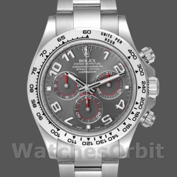 Replica Heren Rolex Cosmograph Daytona-116509, 40 mm, witgoud, grijs arabische wijzerplaat