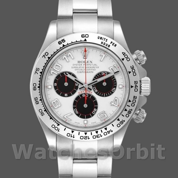 Replica Heren Rolex Cosmograph Daytona-116509, 40mm, Witgoud, Witte Arabische Wijzerplaat