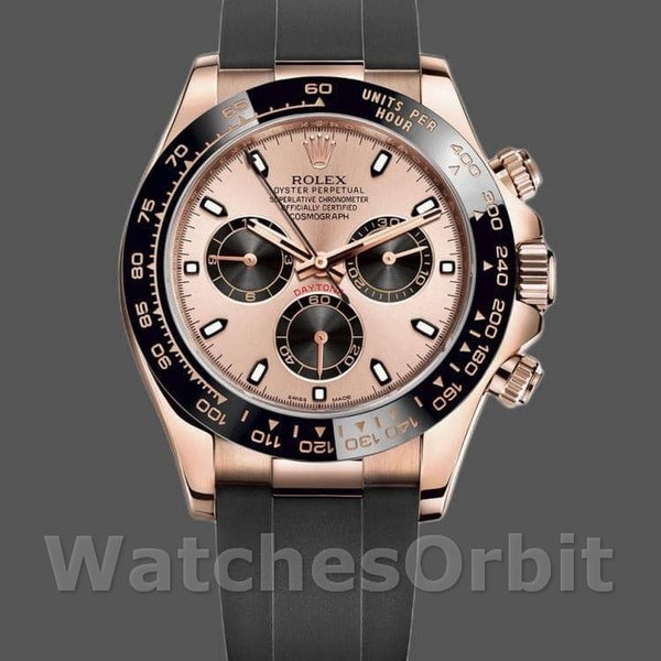 Replica Rolex Cosmograph Daytona 40mm Heren-116515LN-Zwart Roze Wijzerplaat Roze