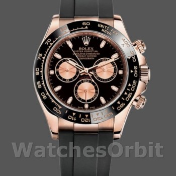 Replica Rolex Cosmograph Daytona 40mm Heren-116515LN-Rose Gold-Black Dial Zwart