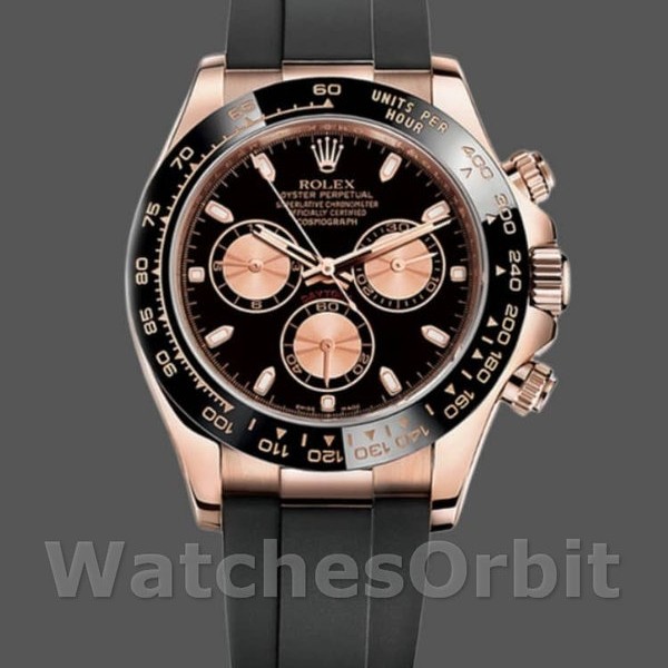 Replica Rolex Cosmograph Daytona 40mm Heren-116515LN-Rose Gold-Black Dial Zwart