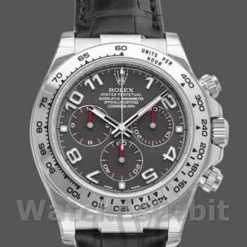 Replica Rolex Cosmograph Daytona 40mm Heren-116519-Grijze wijzerplaat-Zwarte lederen band Grijs