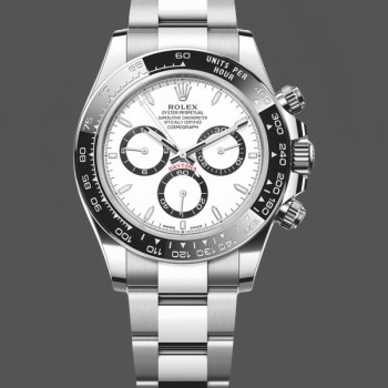 Replica Heren Rolex Cosmograph Daytona 40MM Oystersteel M126500LN - Klassiek Zwarte Wijzerplaat Wit