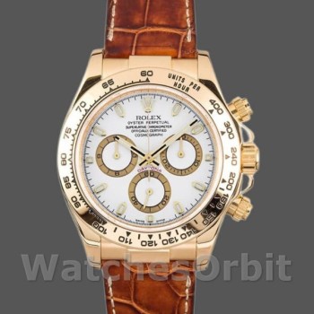 Replica Rolex Daytona 40mm Heren-116518 Geelgoud-Automatisch-Witte Wijzerplaat Wit