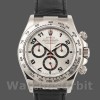 Replica Rolex Daytona 40mm Heren-116519-Zwarte Alligator Lederen Band-Zilveren Wijzerplaat Zilver