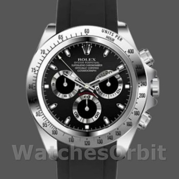 Replica Rolex Daytona 40mm Heren-116519-Zwarte wijzerplaat-Zwarte rubberen band Zwart<br />