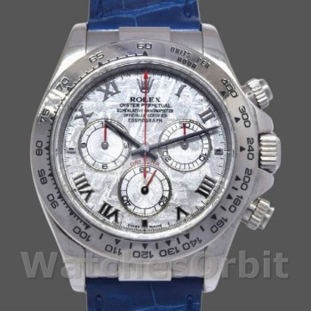 Replica Rolex Daytona 40mm Heren-116519-Blauwe Leren Band-Meteoriet Wijzerplaat Meteoriet