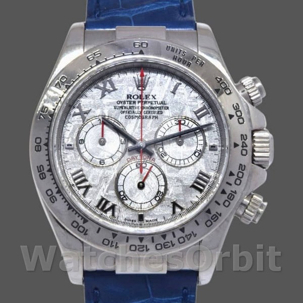 Replica Rolex Daytona 40mm Heren-116519-Blauwe Leren Band-Meteoriet Wijzerplaat Meteoriet