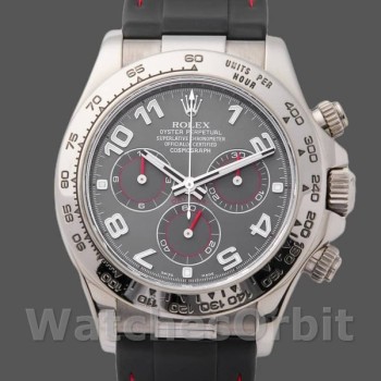 Replica Rolex Daytona 40mm Heren-116519-Grijze wijzerplaat-Zwart rubberBand Grijs