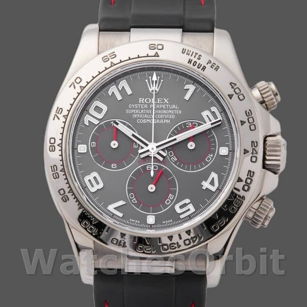Replica Rolex Daytona 40mm Heren-116519-Grijze wijzerplaat-Zwart rubberBand Grijs