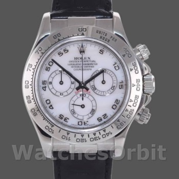 Replica Rolex Daytona 40mm Heren-116519-Parelmoer-Arabische wijzerplaat Wit