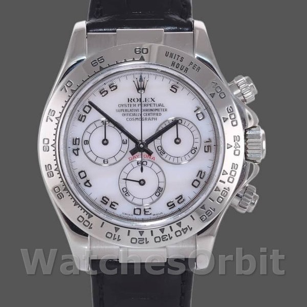 Replica Rolex Daytona 40mm Heren-116519-Parelmoer-Arabische wijzerplaat Wit