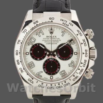Replica Rolex Daytona 40mm Heren-116519-Panda Wijzerplaat-Zwart Leren Band Wit