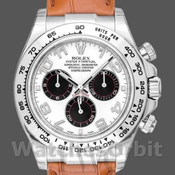 Replica Rolex Daytona 40mm Heren-116519-Panda Wijzerplaat-Bruin Lederen Band Wit