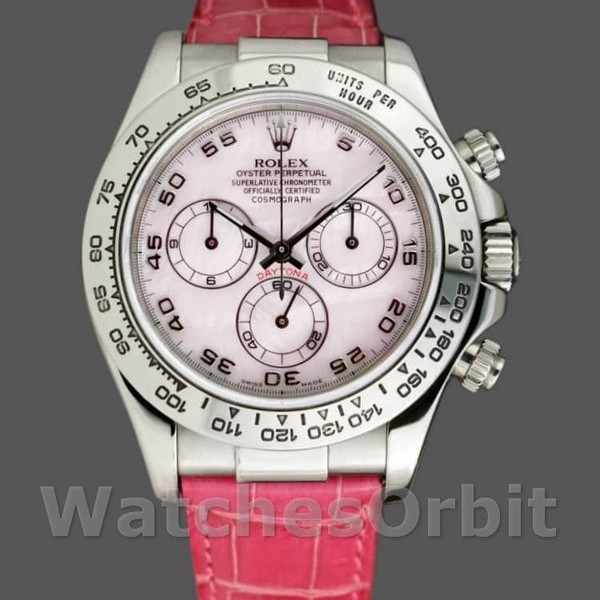 Replica Rolex Daytona 40mm Heren-116519-Rose MOP-Arabisch-Roze Band Roze MOP<br />