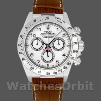 Replica Rolex Daytona 40mm Heren-116519-Witte Arabische Wijzerplaat-Bruin Lederen Band Wit