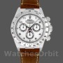 Replica Rolex Daytona 40mm Heren-116519-Witte Arabische Wijzerplaat-Bruin Lederen Band Wit