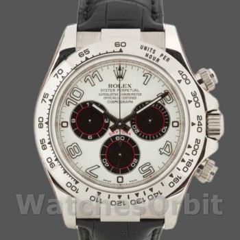 Replica Rolex Daytona 40mm Heren-116519-Witte Wijzerplaat-Zwarte Ogen Wit