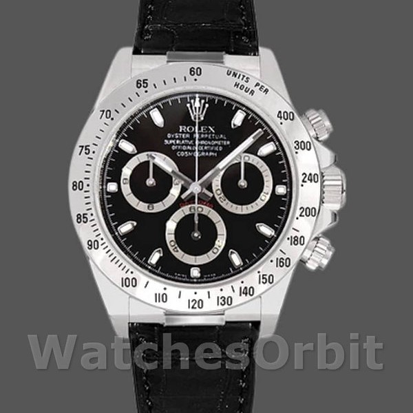 Replica Rolex Daytona 40mm Heren-116519-Witgoud-Zwarte Wijzerplaat Zwart<br />