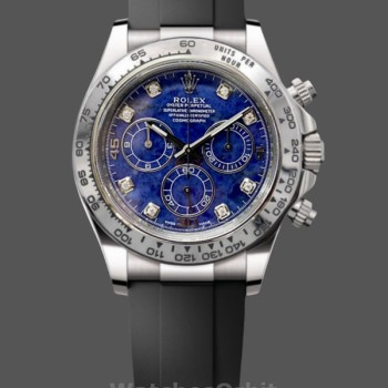 Replica Heren Rolex Daytona 116519 Witgoud met blauwe granaatschijf en diamanten markeringen Blauwe wijzerplaat