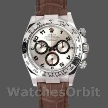 Replica Rolex Daytona 40mm Heren-116519-Witgoud-Racing Wijzerplaat-Bruin Leren Band Racing