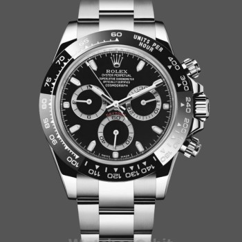Replica Heren Rolex Daytona-116520, 40 mm, roestvrij stalen kast, zwarte wijzerplaat