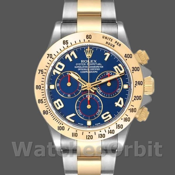 Replica Rolex Daytona 40mm Heren-116523-Staal & Geelgoud-Blauwe Racing Dial